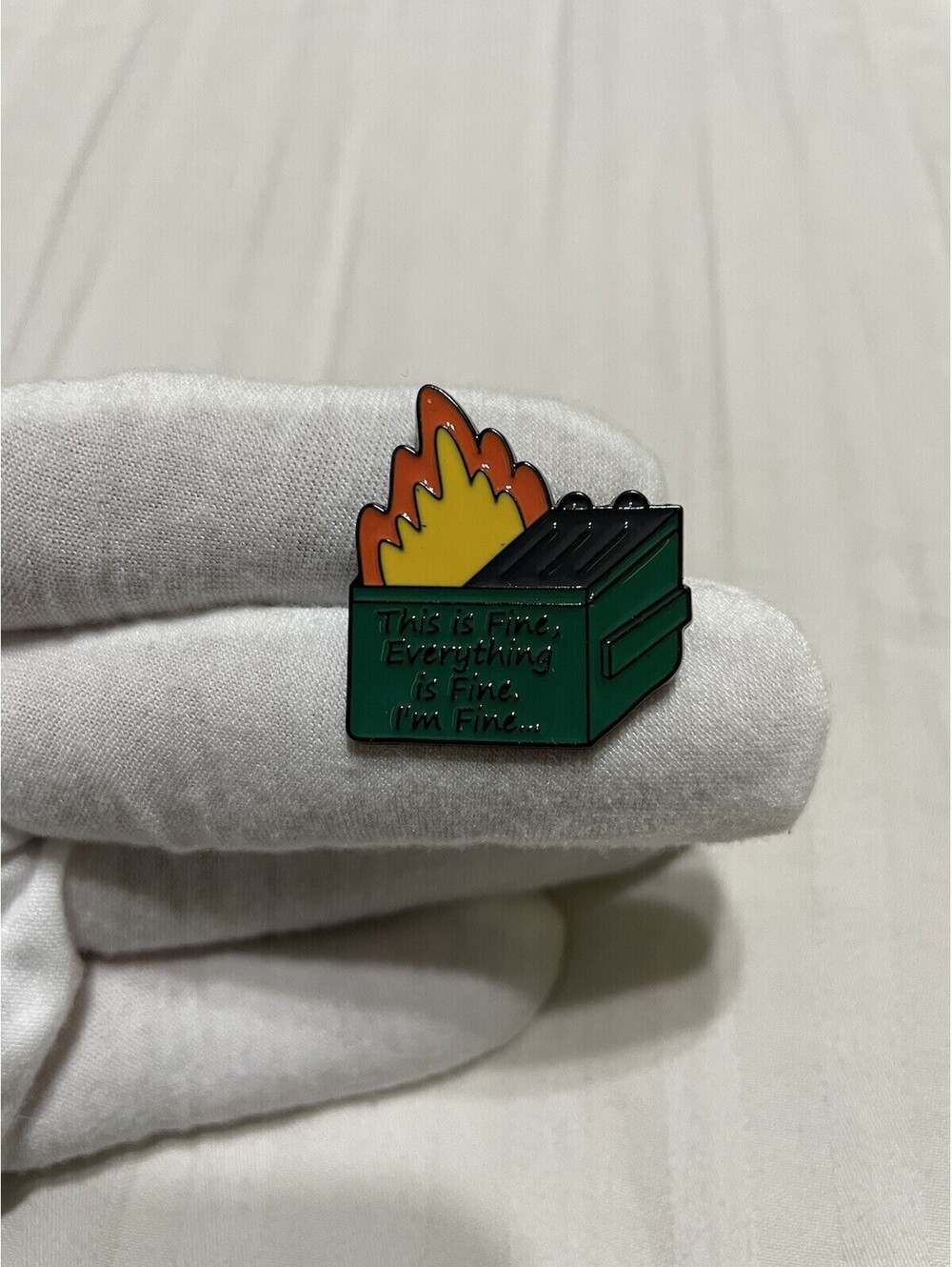 Dumpster fire enamel pin im fine brooch anime cartoon cute funny